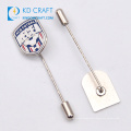 Fashion design custom made metal zinc alloy recessed logo enamel men's lapel pin with long needle